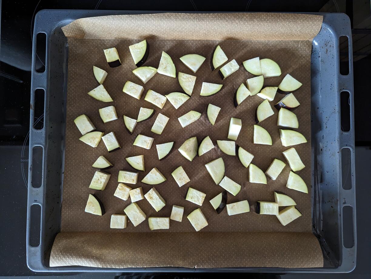 Eggplant on a tray