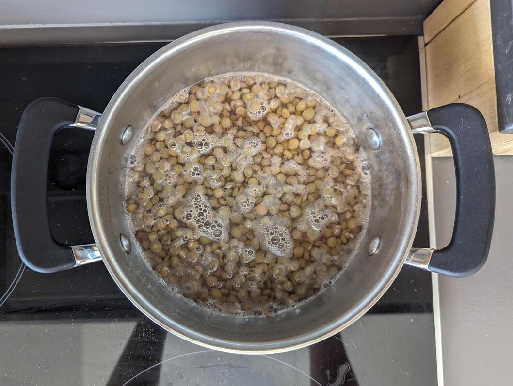 Lentils in a pot